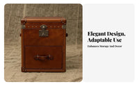 Distressed Finish Vintagedesign Storage Trunk Multi-Functional Vintage Suitcase Table Creative Design Accent Furniture Statement Piece for Interior Designers, Homeowners, Apartment Dwellers, Living Room, Bedroom, Lounge Area, Entryway