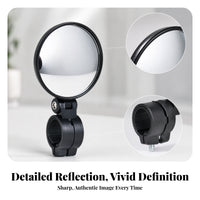 Adjustable Cycle Handlebar Mirror Rear Visibility Handlebar Mirror Black Vehicle Accessory 8 Cm for Electric Bike, Baby Stroller