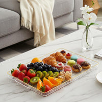 Light Luxury Design Decorative Food Platter Multi-Purpose Serving Tray with Handles Easy to Clean Rectangular Serving Tray Long-Lasting for Living Room, Coffee Table, Kitchen, Bathroom