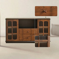 Side Cabinet Vintage Storage Cabinet with Glass Doors Sideboard for Living Room, Hallway
