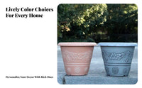 Long-Lasting Thickened Plastic Plant Pot Versatile Large Decorative Planter Portable Embossed Plastic Pot Drainage Holes for Balcony, Garden, Outdoor, Indoor