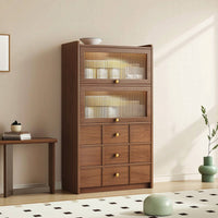 Storage Cabinet Tall Cabinet with Drawers Wood-Grain Sideboard with Drawer for Dining Room