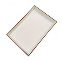 Brushed Shallow Display Tray Raised Sides Leather-Like Tray Rigid Frame Leather Desk Organizer Open Top