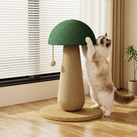 Cat Scratcher Mushroom Post with 2 Scratching Pillar Toys, Oval Density Board Ground Type Scratch Post for Adult Cats and Indoor Kitten Tree