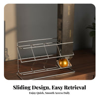 Chrome-Plated Coffee Capsule Rack Rectangular Base Coffee Capsule Stand Silver Tone Kitchen Storage Compact Size