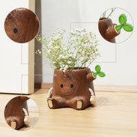 Wooden Pen Holder Solid Wood Stump Pen Holder Wooden Desk Organizer Carved Container Charming for Students, Office, Study