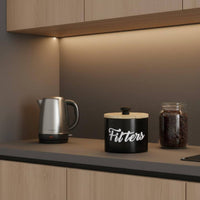 Farmhouse Aesthetic Coffee Filter Storage Box with Lid Coffee Filter Holder Multipurpose Tea Bag Container Countertop Organizer for Cafeteria