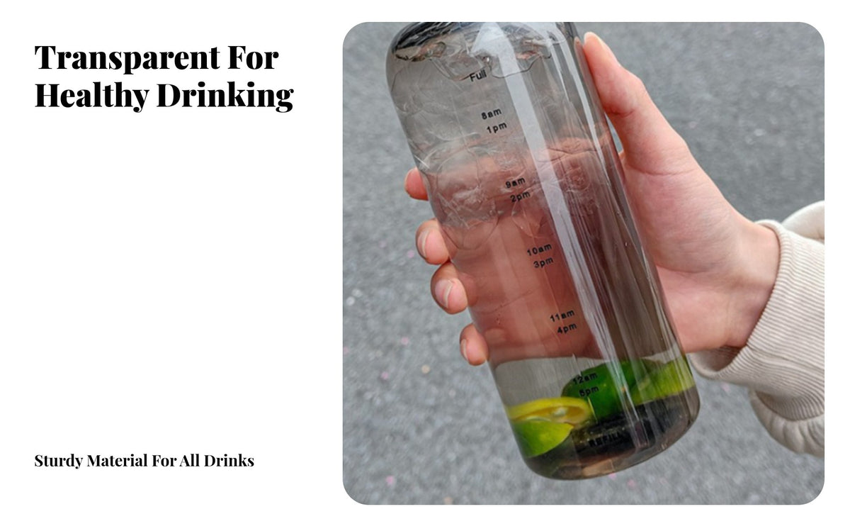 Transparent Bottle High Temperature Resistant Time Marker Water Bottle Easy to Carry Reusable Water Jug for Athletes, Students, Sports
