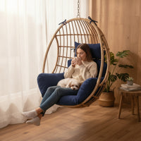 Padded Egg Chair Cushion with Headrest Soft Hanging Basket Chair Cushion Comfortable Ergonomic for Backyard