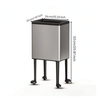 Modern Rectangular Waste Basket Lidless Trash Bin with Wheels Easy to Clean Wastebasket Long-Lasting for Dining Room
