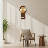 Decorative Wall Clock with Deer Antlers Classic Wooden Pendulum Wall Clock Vertical Vintage for Living Room, Entryway
