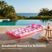 Thickened PVC Floating Pool Lounger Long-Lasting Inflatable Pool Mattress Portable Inflatable Sunbathing Mat Tear-Resistant for Adults, Women, Beach, Lake, Vacation