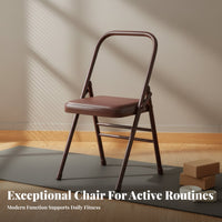 PU Leather Seat Iyengar Mind-Body Practice Chair Foldable Mind-Body Practice Chair Portable Stable & Long-Lasting for Beginners, Seniors, Home Gym