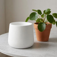 White PP Plant Pot, Breathable Planter for Indoor Plants, Simple Round Desktop Plant Pots