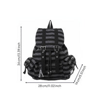 Striped Backpack Large Capacity Canvas Stripe Backpack Functional Design Vintage Design Daypack for Women, Students, Casual Outings, University