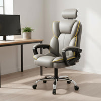 Ergonomic Recliner Chair Comfortable Long Sitting Office Gaming Chair Swivel Recliner Seat Breathable PU Leather for Dorm Room