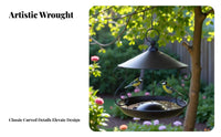 Wrought avian Feeder Weatherproof Hanging birds Feeder Weather Resistant Hanging Tray for Nature Lovers, Balcony, Patio, Backyard