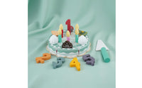 24 Pieces Sliceable with Hook-and-Loop Fastener Wooden Birthday Cake Toy Polished Edges Play Food Birthday Cake Sturdy and Sturdy Wooden Food Cutting Set Educational for Toddlers