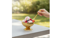 Mirrored Finish Dessert Cup with Spoon Polished Stainless Steel Dessert Cup Shatterproof Ice Cream Bowl Elevated Base for Restaurants, Cafes, Hosts, Dinner Parties, Home Dining, Weddings