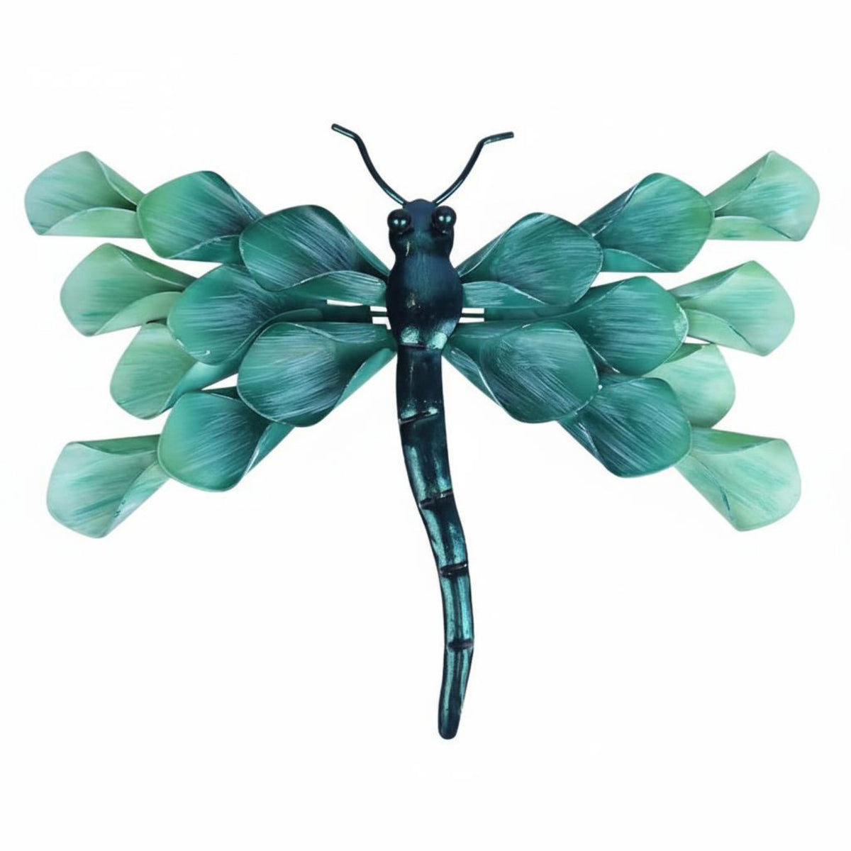 Dragonfly Wall Decoration -Green Metal Dragonfly Decor Spread Extended Limbs for Garden
