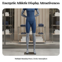 Full Body Athletic Mannequin Faceless Design Running Pose Mannequin Sportswear Display Model for Clothing Store Owners, Athletic Goods Stores