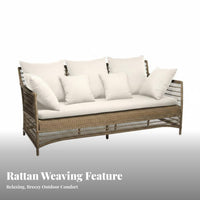 4 Pieces Waterresistant Round sun shade Daybed sun-resistant Outdoor Furniture Weather-Resistant Lounge Bed Woven design for Homeowners, Business Owners, Garden, Terrace, rearyard, Balcony