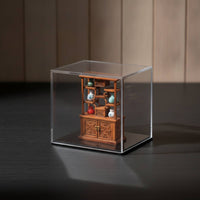 Diorama Cabinet 1/64 Scale Miniature Cabinet Shelf Traditional Chinese Furniture Wood-Grain for Hobbyists, Micro Landscape