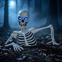 Groundbreaker Skeleton Half-Buried Halloween Skeleton Articulated-Looking with Chest Cavity for Homeowners, Yard