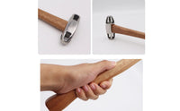 Stainless Steel Depression Hammer with Wooden Handle Tapered Depression Repair Hammer Long-Handled Auto Body Repair Tool Hand-Held for Mechanics, DIYers, Garage