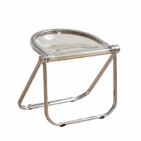 Space-Saving Acrylic Folding Chair Easy to Clean Clear Transparent Chair Armless Transparent Vanity Stool Anti-Slip Feet for Balcony
