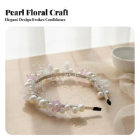 Sparkling Flower Tiara Headband Elegant Design Fairy Design Hair Wreath Handmade Princess Flower Crown for Young Children, Weddings