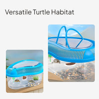 Turtle Enclosure with Lid, Portable Habitat, Basking Platform
