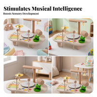 Wooden Percussion Table Pastel Accents Kids Musical Instrument Set Fine Motor Skills Children's Musical Toy Set