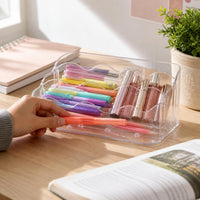 Transparent Multi-layer Desktop Storage Box for Stationery, Stickers, Cards, and Art Supplies