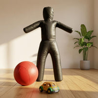 Double-Layer Leather Standing Wrestling Mannequin Outstretched Arms Hooded Wrestling Mannequin Long Legs Sports Gear 120 Cm Tall