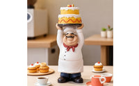 Chef Figurine with Cake Bakery Theme Chef Figurine Tabletop Decor for Culinary Artists, Chefs, Kitchen, Cafe, Restaurant