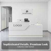 Compact Design Small Reception Desk Large Storage Space Modern Reception Desk Multi-Functional Retail Checkout Counter Sturdy Construction for Money Iers, Receptionists, Shopkeepers, Barbershop, Boutique, Office, Lobby