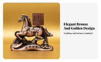 Chinese Astrological Horse Figurine Symbol of Success Running Horse with Wealth Ingot Intricate Details for Business Owners, Living Room, Office