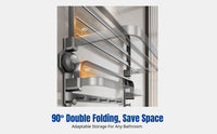 Foldable Suction Cup Towel Rack, Space Aluminum Bathroom Organizer, No-Drill Shelf for Toilet, Shower Room