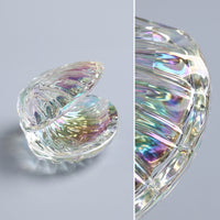 Clamshell Trinket Box Elegant Bivalve-Shaped Trinket Box Faceted for Vanity, Dresser, Bedside Table
