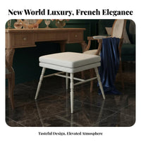 French design Upholstered Makeup Seat Elegant Design Upholstered Accent Seat Soft padding Vanity Stool Sturdy Construction for Women, Adults, Apartment Dwellers, Bedroom, Dressing Area, Walk-in Closet, Living Room