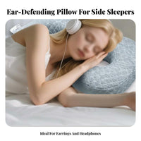 Neck Support Anti-Pressure Ear Pillow Ergonomic Design Pillow with Ear Holes Breathable for CNH Patients, Headphone Users, Beauty Salon, Bed