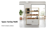 Bakery Display Shelf Sturdy Frame Bread Display Stand with Cabinet Heavy-Duty Multi-Tier Retail Shelving Unit for Retailers, Pastry Shop, Supermarket