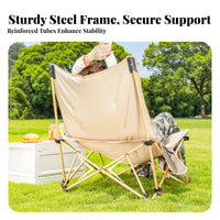 Foldable Design Adjustable Reclining Lounger High Load Capacity Folding Chair Padded Seat Outdoor Furniture Lockable Recline for Beachgoers, Homeowners, Camping, Fishing, Office, Backyard