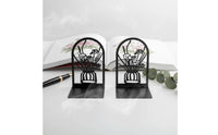 2 Pieces Space Saving Vase Pattern Bookends Sturdy Hollow Floral Book Stand Sturdy Flower Bookend Set for Bookshelf, Desk, Office