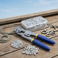 Ratcheting Wire Rope Crimping Pliers High-Leverage Crimping Tool with Sleeves Non-Slip Wire Rope Crimper Long-Lasting for Mechanics, Workshop, Garage