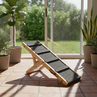 Non-Slip Adjustable Dog Ramp Foldable Wooden Pet Ramp Collapsible Stairs Sturdy for Small Dogs, Senior Pets, High Bed, Couch