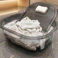 Laundry Basin with Washboard Lid Detachable for Dorm Rooms, Apartments, Students