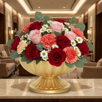 Decorative Bowl with Pedestal Hammered Gold Pedestal Centerpiece Footed Bowl Fluted Wide-Mouth for Event Planners