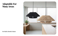 Woven Paper Rope Lampshade Handmade Woven Paper Rope Lamp Shade Rattan Design Hanging Shade Warm Ambiance Boho Basket Lamp Cover